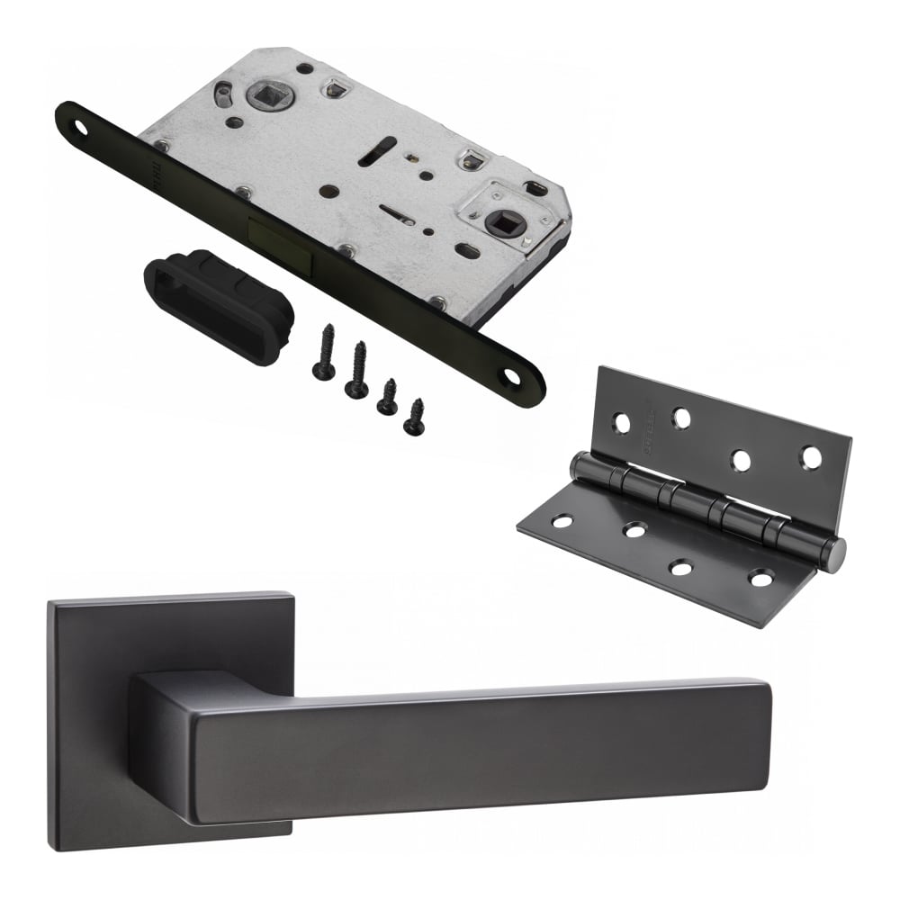 Изображение товара Комплект для межкомнатной двери PAULINIDOR ручки 541-03 slim с магнитной защелкой и петлями