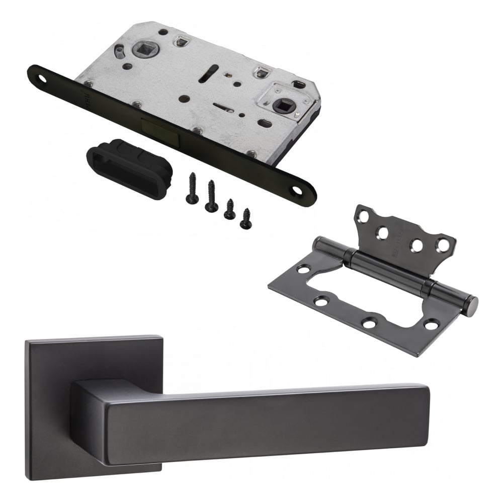 Изображение товара Комплект для межкомнатной двери PAULINIDOR ручки 541-03 slim, магнитная защелка 5096, петли 2 шт., 