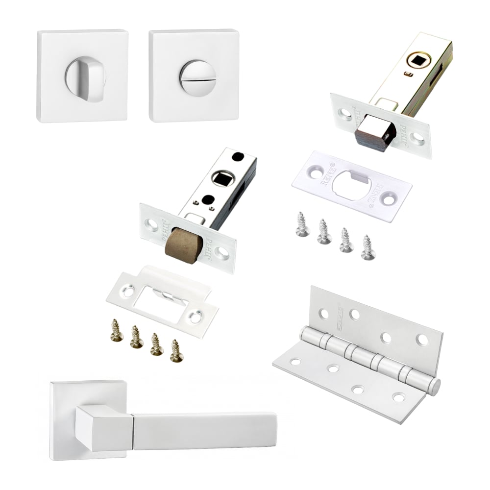 Изображение товара Комплект для межкомнатной двери PAULINIDOR 521-03 ручки защелка задвижка петли белый