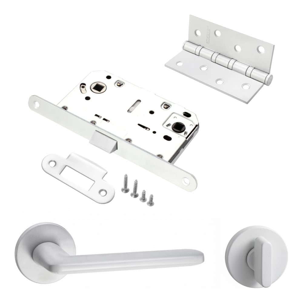 Изображение товара Комплект для межкомнатной двери PAULINIDOR 546-06slim белый наличие ручек защелки и петли