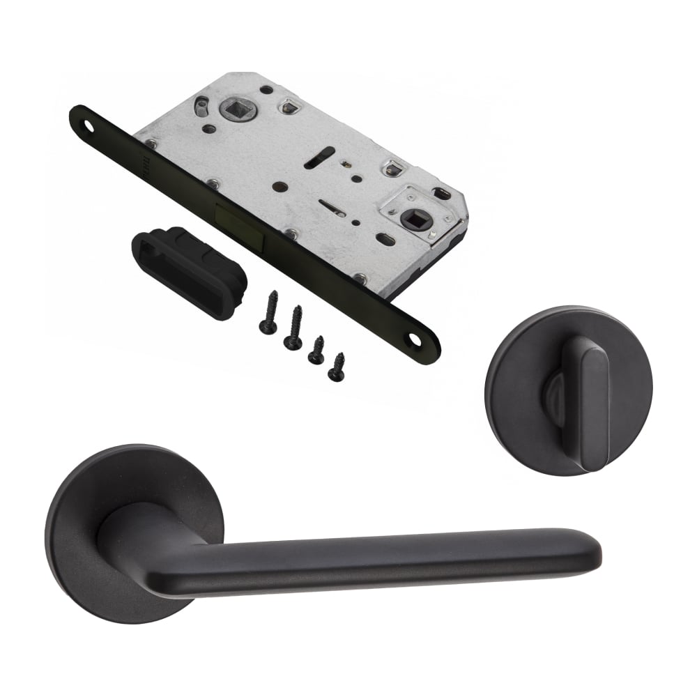 Изображение товара Комплект для межкомнатной двери PAULINIDOR 546-06 Slim с магнитной защелкой и заверткой черный