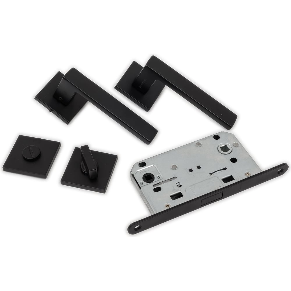 Изображение товара Комплект для межкомнатной двери PAULINIDOR с ручками и магнитной защелкой черный