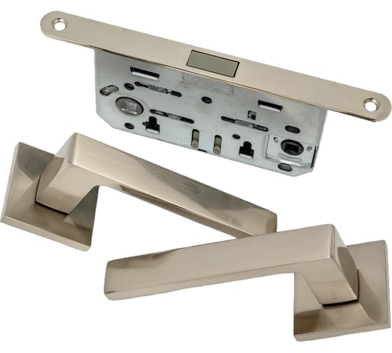 Изображение товара Комплект для межкомнатной двери PAULINIDOR ручки 541-03 slim, сантехническая магнитная защелка 5096, никель 541-03slim5096SN