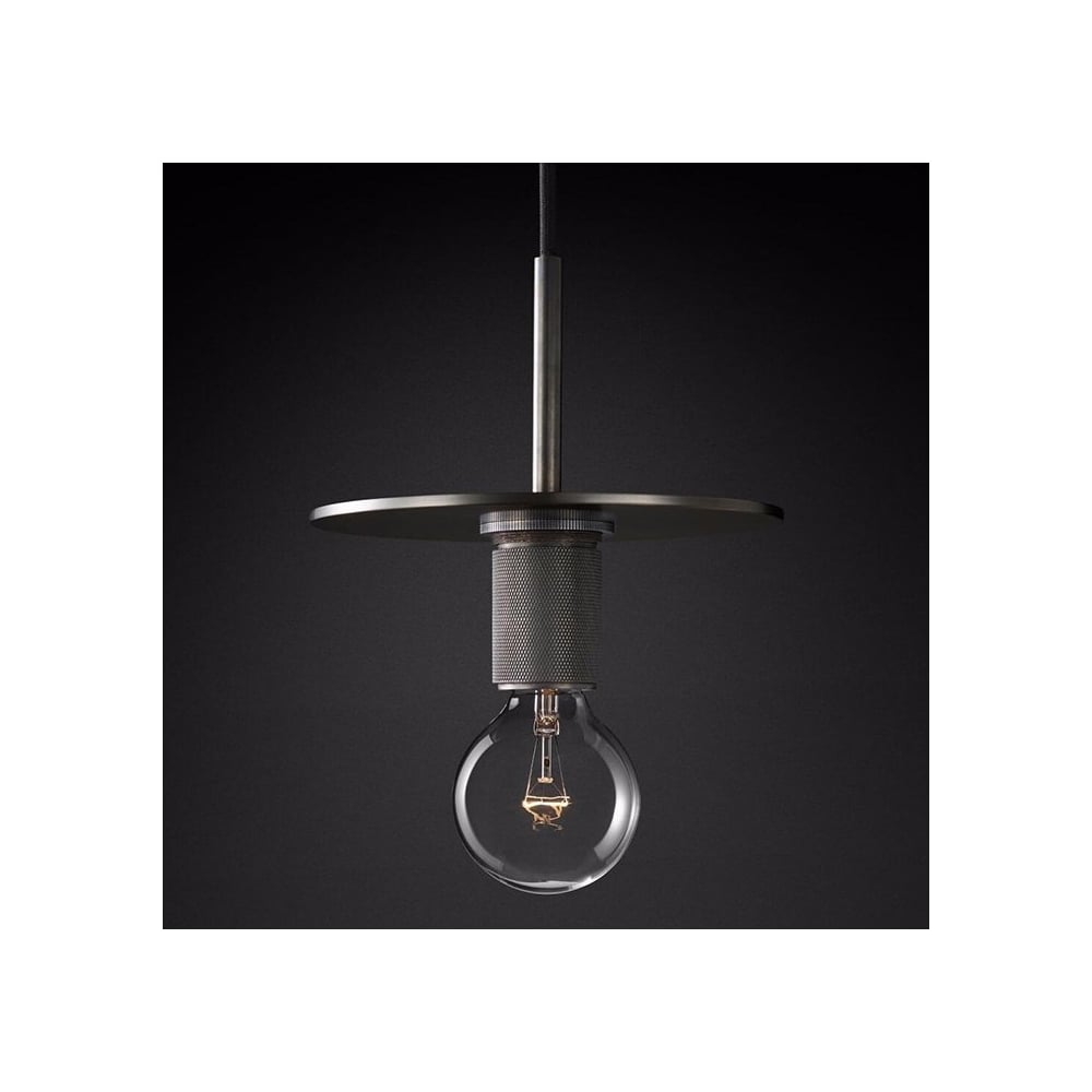 Изображение товара Подвесной светильник IMPERIUMLOFT RH Utilitaire Disk Shade в стиле лофт, черный, 60 Вт, цоколь E27