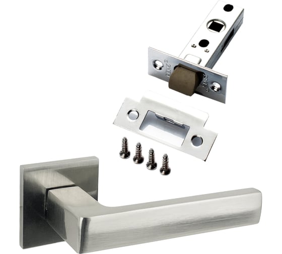Изображение товара Комплект для межкомнатной двери PAULINIDOR ручки 541-03 slim, защелка 5-45 pl, никель 541-03slim5-45plSN