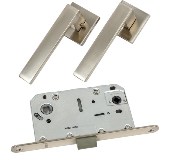 Изображение товара Комплект для межкомнатной двери PAULINIDOR ручки 541-03 slim, сантехническая защелка 96PL, никель 541-03slim96PLSN