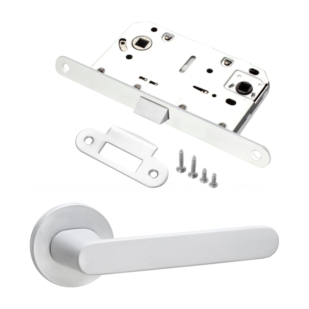 Изображение товара Комплект для межкомнатной двери PAULINIDOR 545-06 slim ручки и защелка белый
