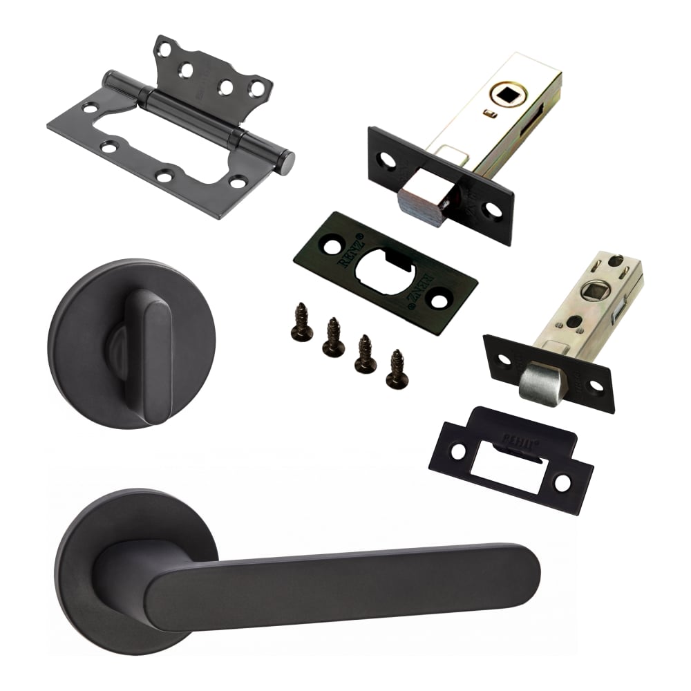 Изображение товара Комплект ручек и петлей для межкомнатных дверей PAULINIDOR, черный, slim