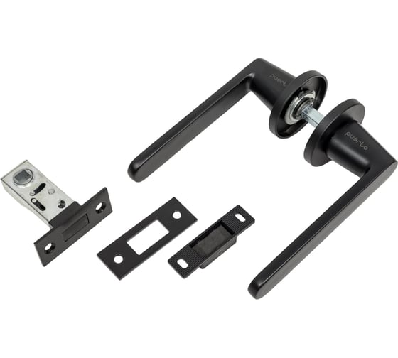 Изображение товара Комплект для межкомнатной двери PAULINIDOR ручки 545-06 slim, защелка магнитная 5-50, черный 545-06slim5-50BL
