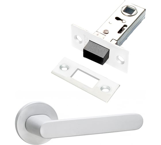 Изображение товара Комплект для межкомнатной двери PAULINIDOR ручки 545-06 slim, защелка магнитная 5-50, белый 545-06slim5-50MSW