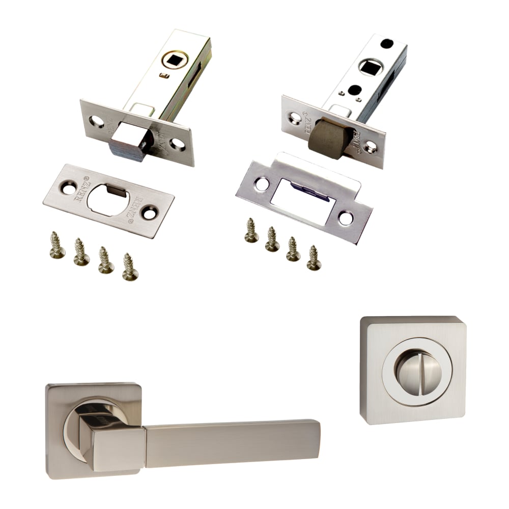 Изображение товара Комплект для межкомнатной двери PAULINIDOR ручки защелка задвижка никель матовый