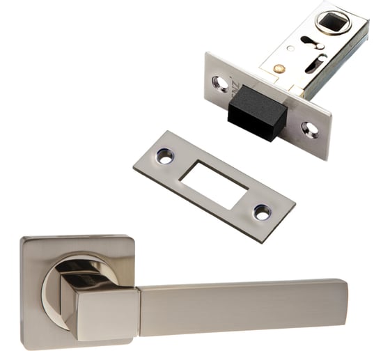 Изображение товара Комплект для межкомнатной двери PAULINIDOR ручки 521-02 + защелка магнитная 5-50, никель матовый 521-025-50SN