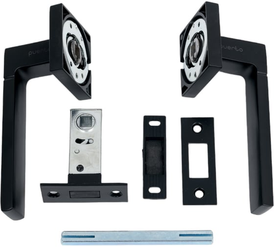 Изображение товара Комплект для межкомнатной двери PAULINIDOR ручки 521-03 + защелка магнитная 5-50, черный 521-035-50BL