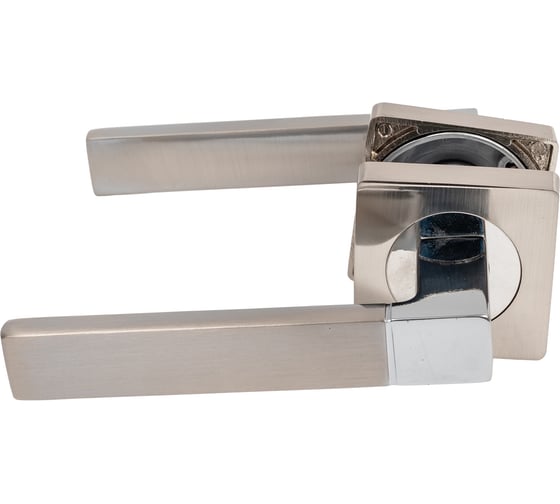 Изображение товара Комплект для межкомнатной двери PAULINIDOR ручки 521-02 + сантехническая защелка 96 PL + завертка AL 02, никель матовый 521-0296PLAL02SN