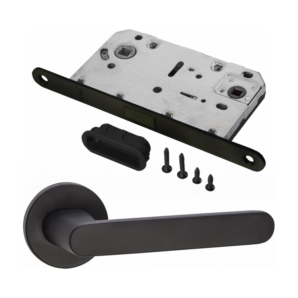 Изображение товара Комплект ручек для межкомнатной двери PAULINIDOR с магнитной защелкой черный