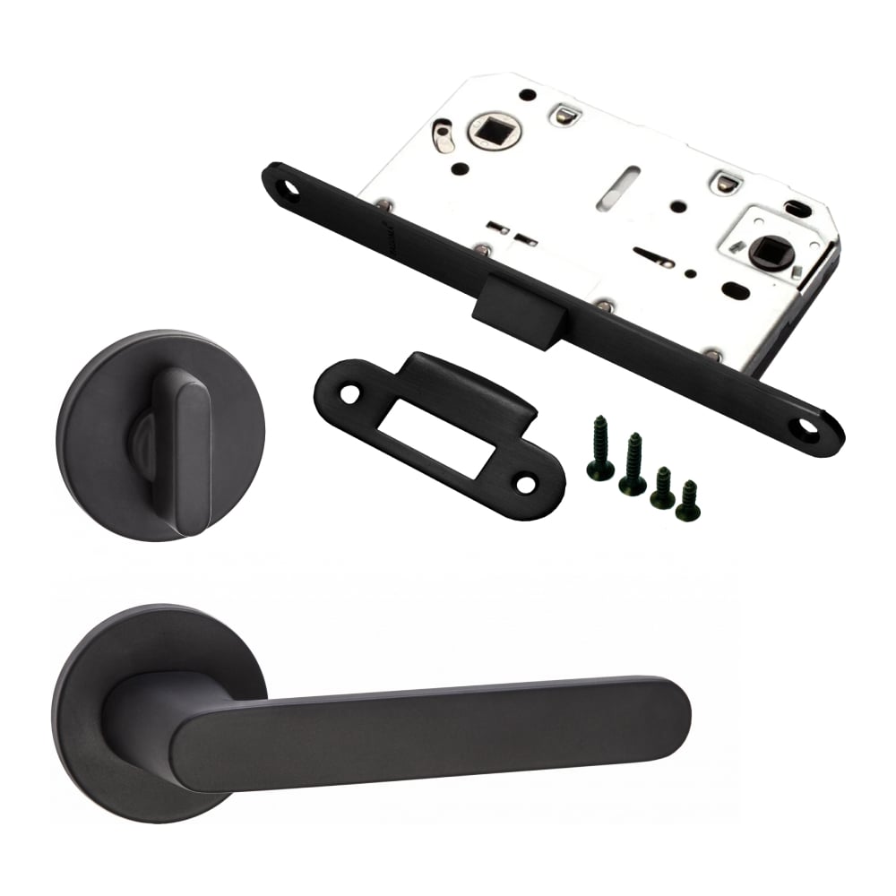 Изображение товара Комплект для межкомнатной двери PAULINIDOR ручки 545-06 slim защелка 96PL черный