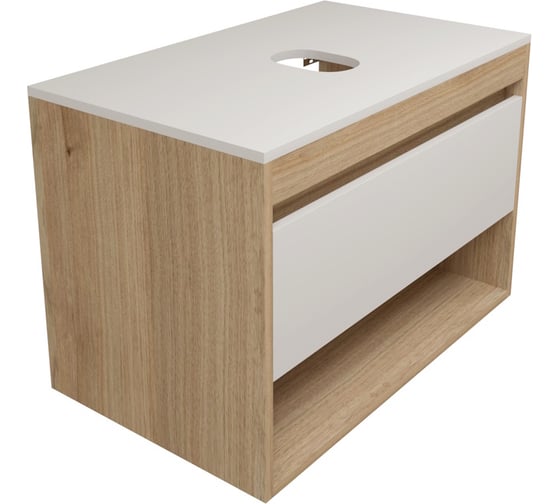 Изображение товара Подвесная тумба Teymi Ritta 75, ящик с доводчиком, цвет дуб эврика/белый матовый T60521 ЦБ-00269245