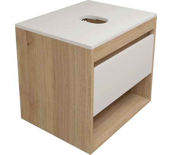 Изображение товара Подвесная тумба Teymi Ritta 55, ящик с доводчиком, цвет дуб эврика/белый матовый T60519 ЦБ-00269241