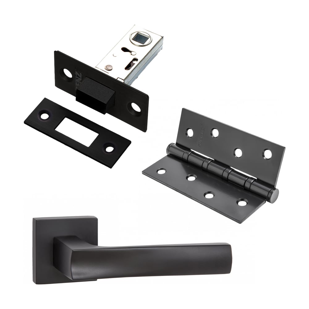 Изображение товара Комплект межкомнатной двери PAULINIDOR черный ручки и защелка