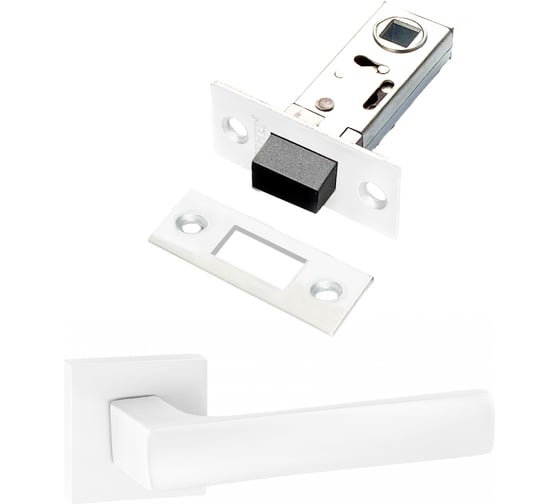 Изображение товара Комплект для межкомнатной двери PAULINIDOR ручки 527-03 + защелка магнитная 5-50, белый 527-03 5-50 MSW