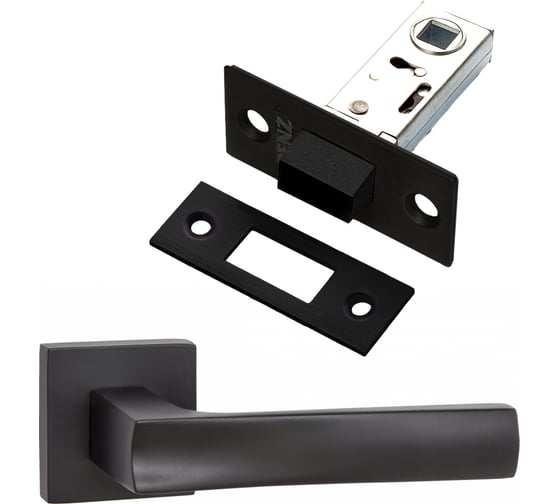 Изображение товара Комплект для межкомнатной двери PAULINIDOR ручки 527-03 + защелка магнитная 5-50, черный 527-03 5-50 BL