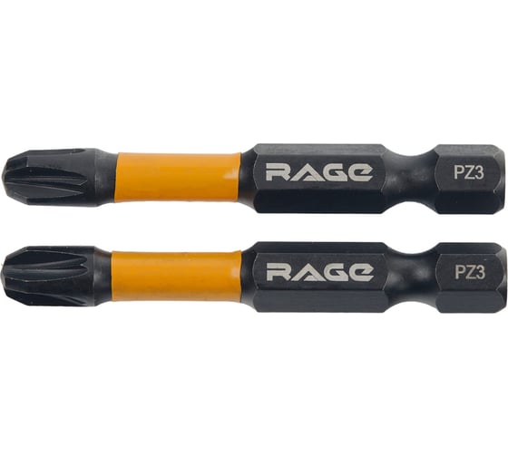 Изображение товара Биты для шуруповерта RAGE By VIRA магнитные торсионные IMPACT 2 шт S2 PZ3 x 50 мм 554178