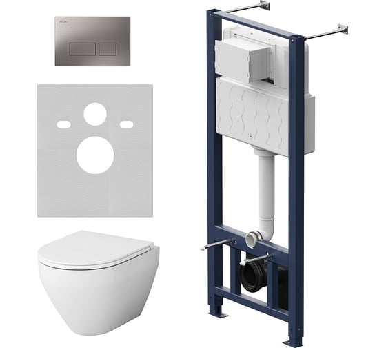 Изображение товара Инсталляция с клавишей AM.PM Pro S мат никель с подвесным унитазом Spirit V2.0 FlashClean с сид м/лифт IS47031.701700