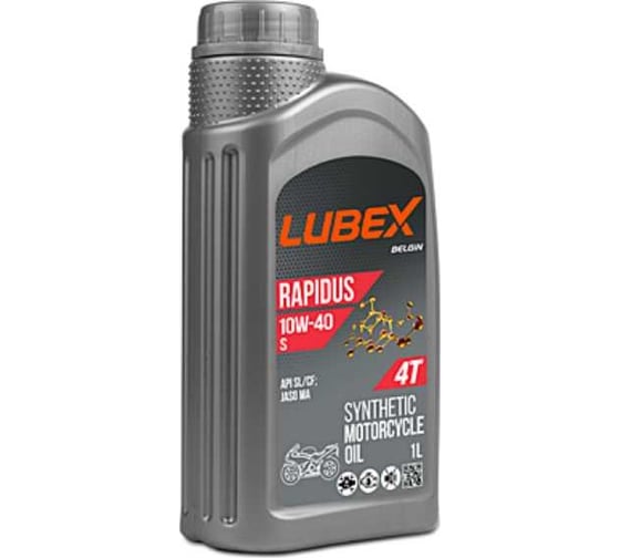 Изображение товара Синтетическое моторное масло для 4-тактных мотоциклов RAPIDUS S 10W-40 CF/SL MA 1 л Lubex L037-1343-1201