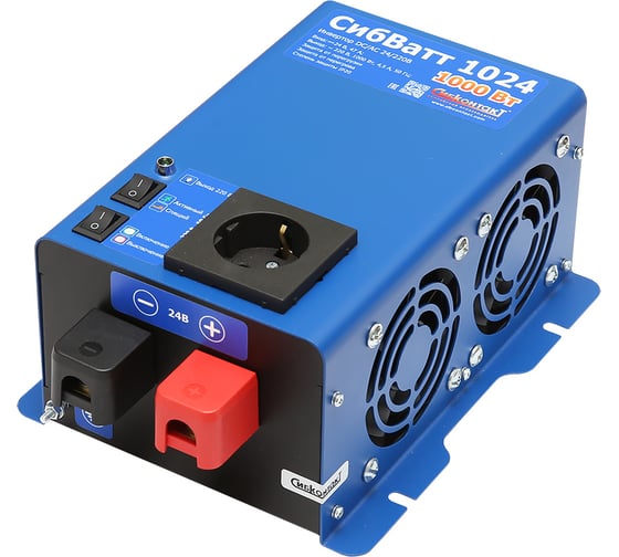 Изображение товара Инвертор СибКонтакт СибВатт 1024 преобразователь напряжения DC/AC, 24В/220В, 1000Вт Я000010081