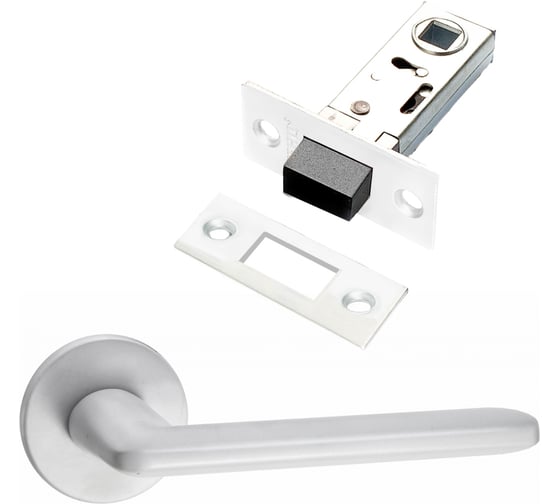 Изображение товара Комплект для межкомнатной двери PAULINIDOR ручки 546-06 slim, защелка магнитная 5-50, белый 546-06slim5-50MSW