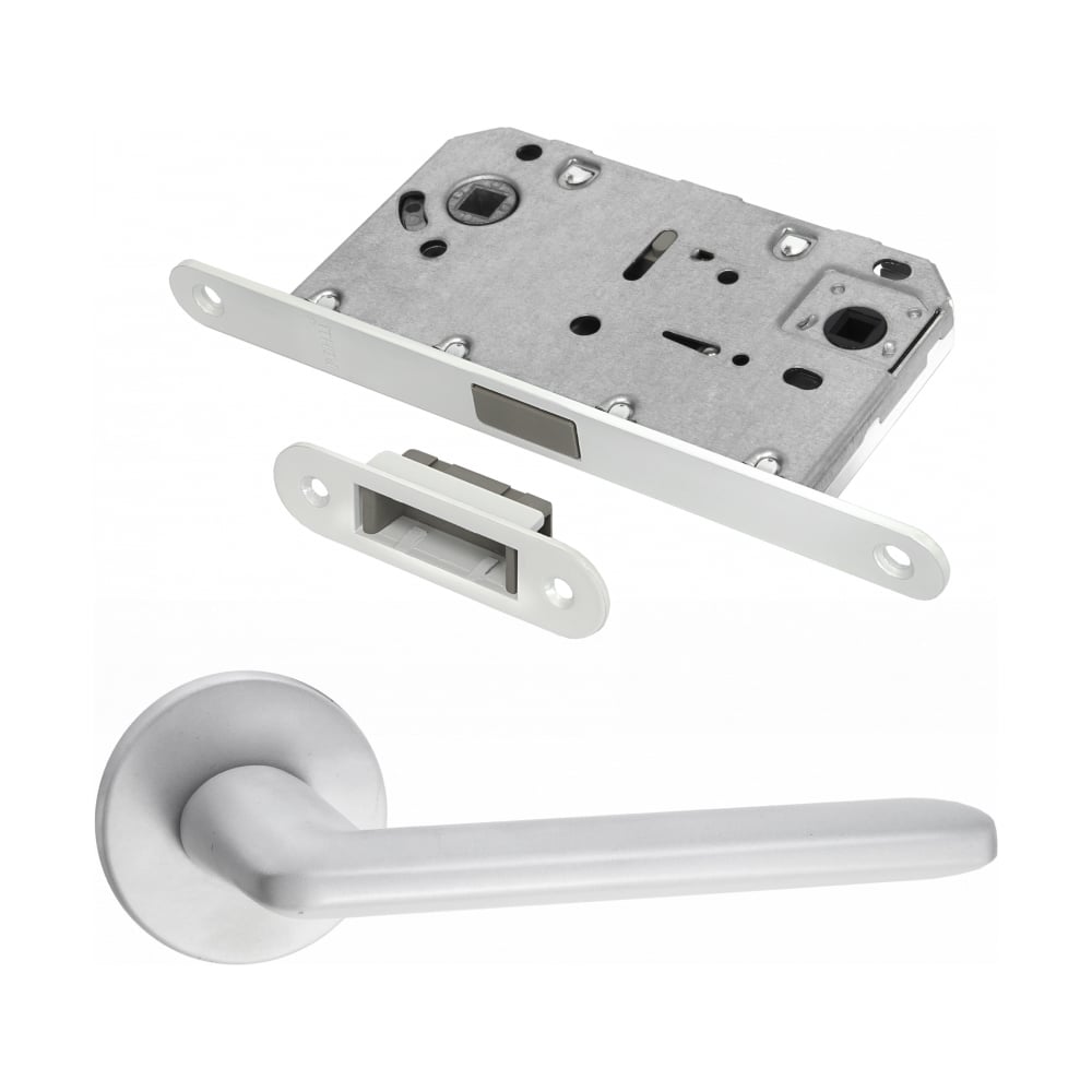 Изображение товара Комплект для межкомнатной двери PAULINIDOR 546-06 slim ручки и магнитная защелка белый