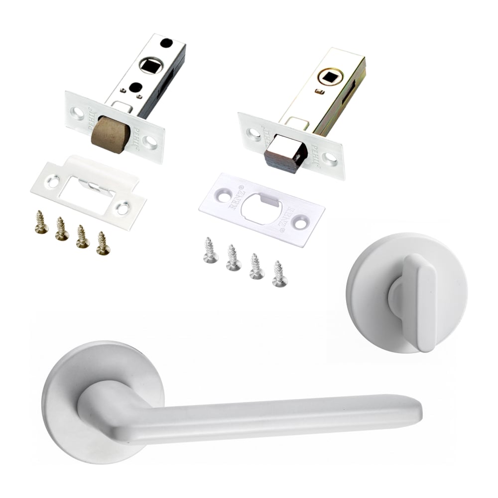 Изображение товара Комплект для межкомнатной двери PAULINIDOR 546-06 slim ручки защелка завертка задвижка белый