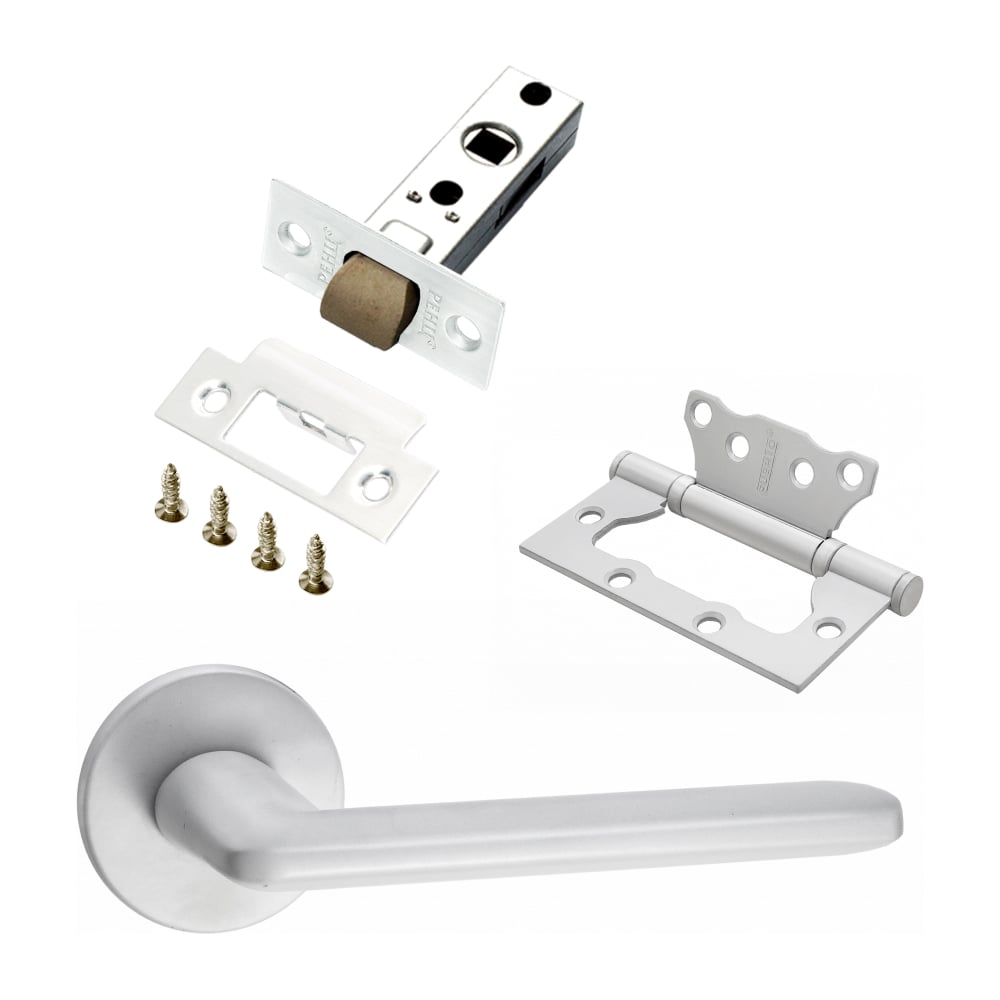Изображение товара Комплект для межкомнатной двери PAULINIDOR 546-06 slim белый, ручки защелка петли