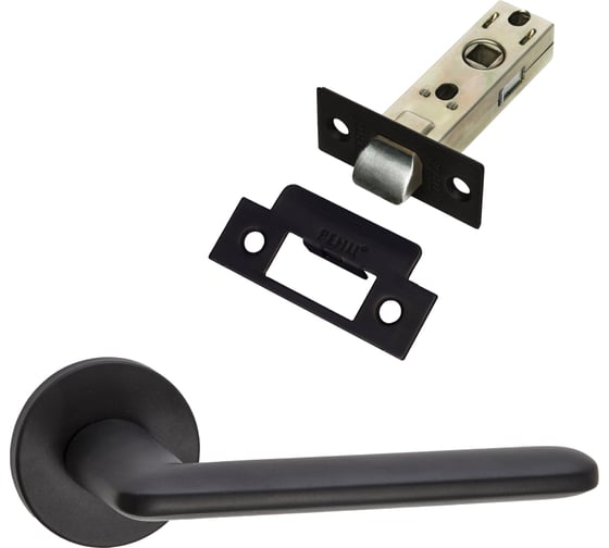 Изображение товара Комплект для межкомнатной двери PAULINIDOR ручки 546-06 slim, защелка 5-45 pl, черный 546-06slim5-45plBL