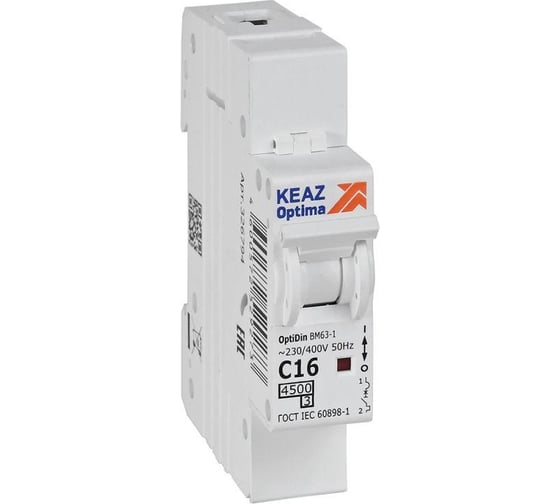 Изображение товара Автоматический модульный выключатель КЭАЗ OptiDin BM63-1C16-4.5-УХЛ3 326794