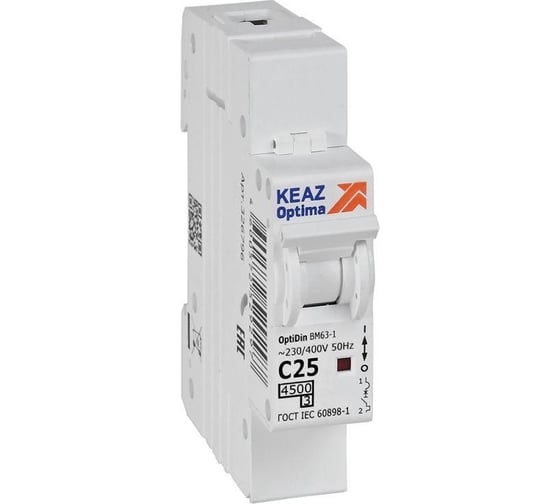 Изображение товара Автоматический модульный выключатель КЭАЗ OptiDin BM63-1C25-4.5-УХЛ3 326796