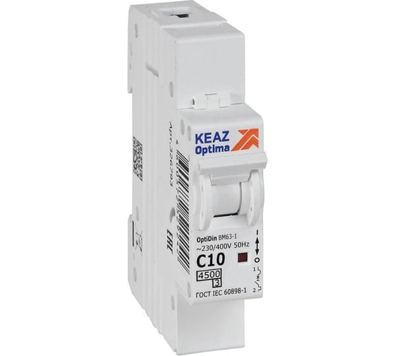 Изображение товара Автоматический модульный выключатель КЭАЗ OptiDin BM63-1C10-4.5-УХЛ3 326793