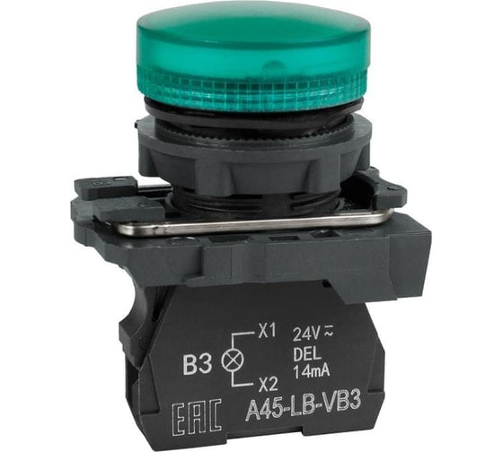 Изображение товара Сигнальная лампа КЭАЗ OptiSignal D22 C5-L-B3 зел. пластик 24VAC/DC XB5AVB3 332189