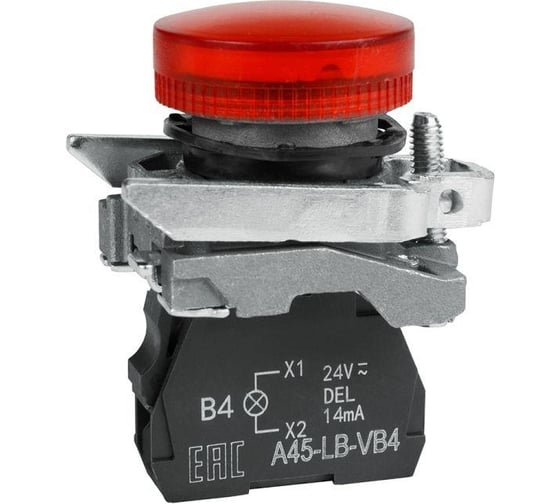 Изображение товара Сигнальная лампа КЭАЗ OptiSignal D22 C4-L-B4 красная металл 24VAC/DC XB4BVB4 -14шт 332177