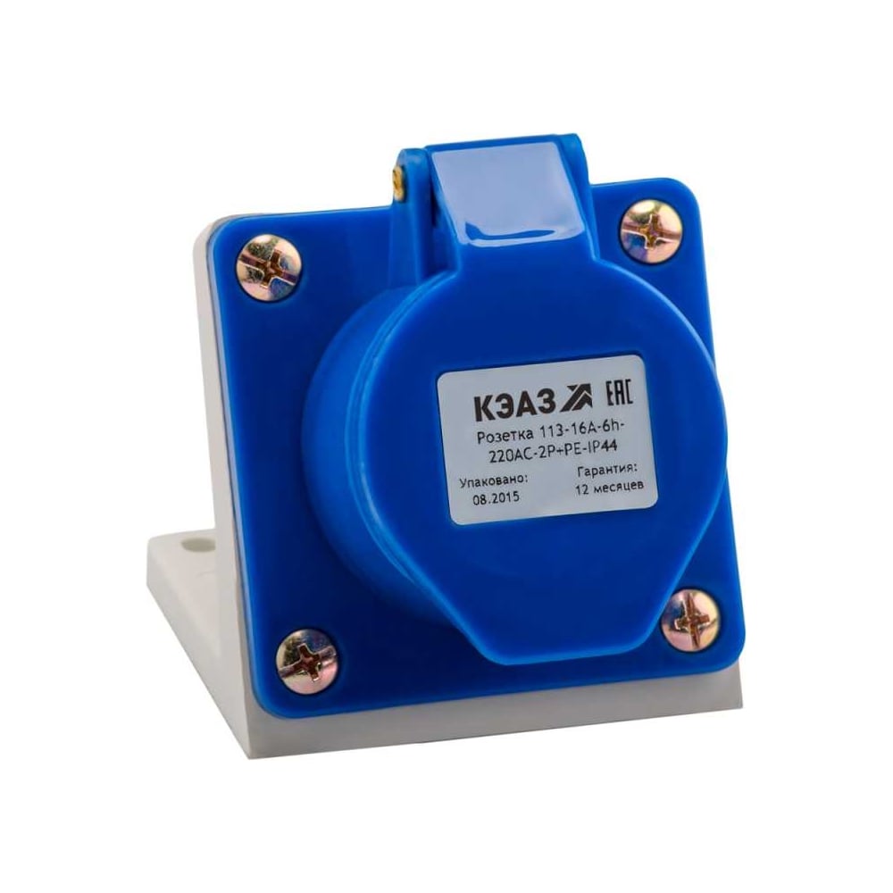 Изображение товара Розетка КЭАЗ 123 32А 220В AC 2P+PE IP44 Монтаж на поверхность