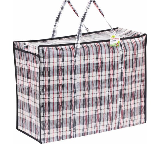 Изображение товара Хозяйственная сумка-баул ЛЮБАША полипропилен, 60x45x25 см, 68 литров, черно-красная, 150 г/м2 604700