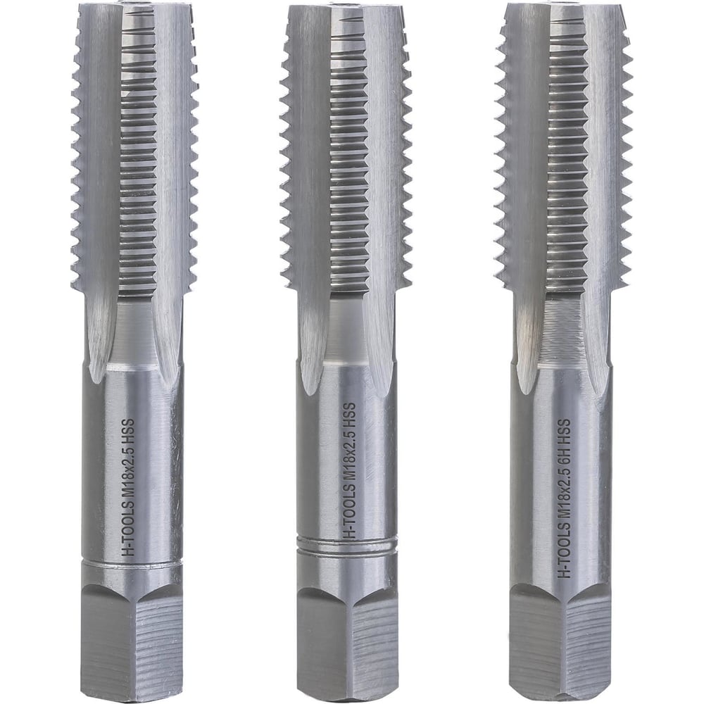 Изображение товара Набор метчиков М18 2.5 мм DIN 352 HSS-G 3 шт. H-Tools для точной нарезки резьбы