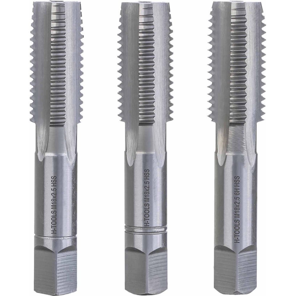 Изображение товара Набор метчиков М18 2.5 мм DIN 352 HSS-G 3 шт. H-Tools для точной нарезки резьбы