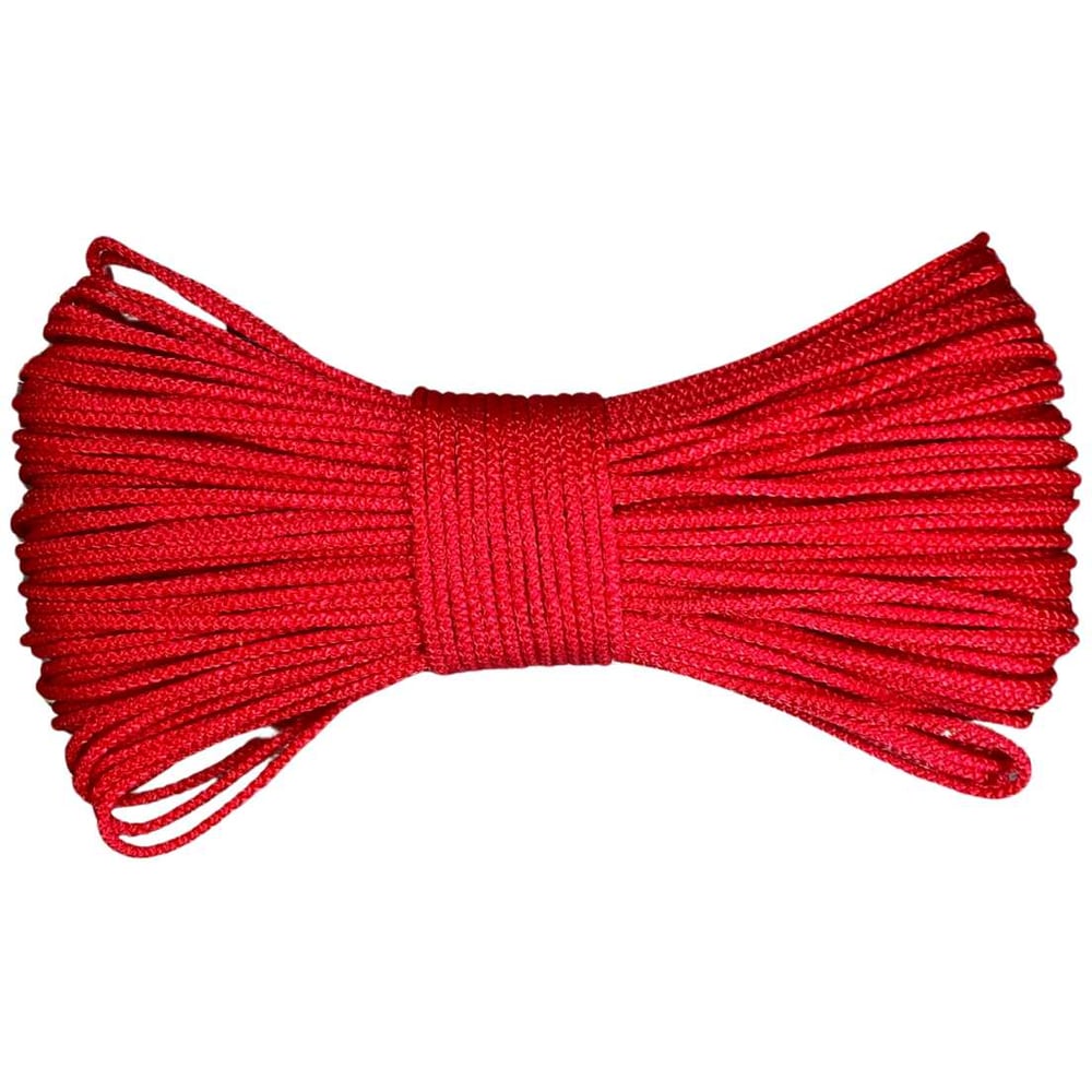 Изображение товара Вязаный полипропиленовый шнур 3 мм 100 м красный ООО Оптхозторг