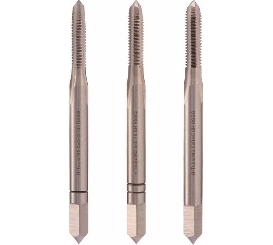Изображение товара Набор метчиков из 3-х шт. H-Tools М2.5 шаг 0.45мм DIN352 HSS-G 230025HT