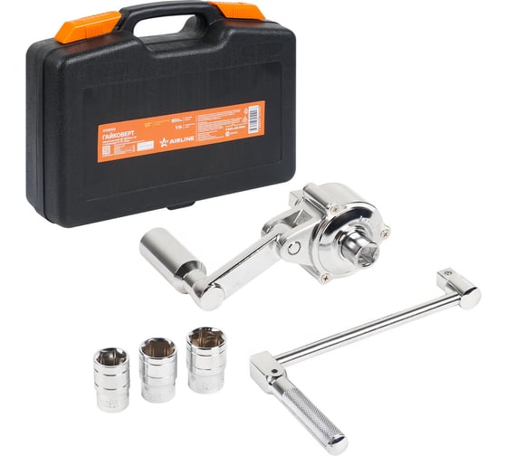 Изображение товара Гайковерт Airline механич. 1/2" 800Нм 1:16 с головками 17, 19, 21мм пласт. кейс ATAB100