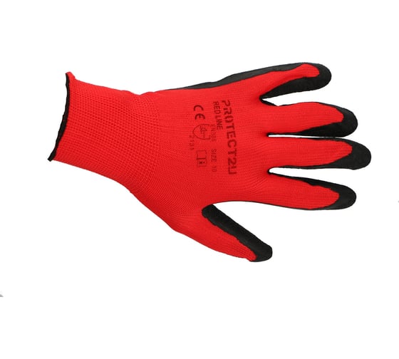 Изображение товара Перчатки PROTECT2U с латексным рельефным покрытием red line размер l (9) 8295
