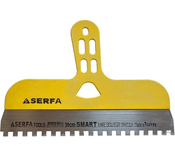 Изображение товара Шпатель Serfa зубчатый с пластиковой ручкой 30 см 8x8 918