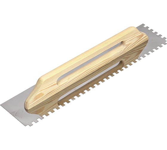 Изображение товара Гладилка РемоКолор зубчатая нержавеющая сталь, рукоятка из сосны, 130x600мм, зуб 10x10мм, (шт.) 27-0-610