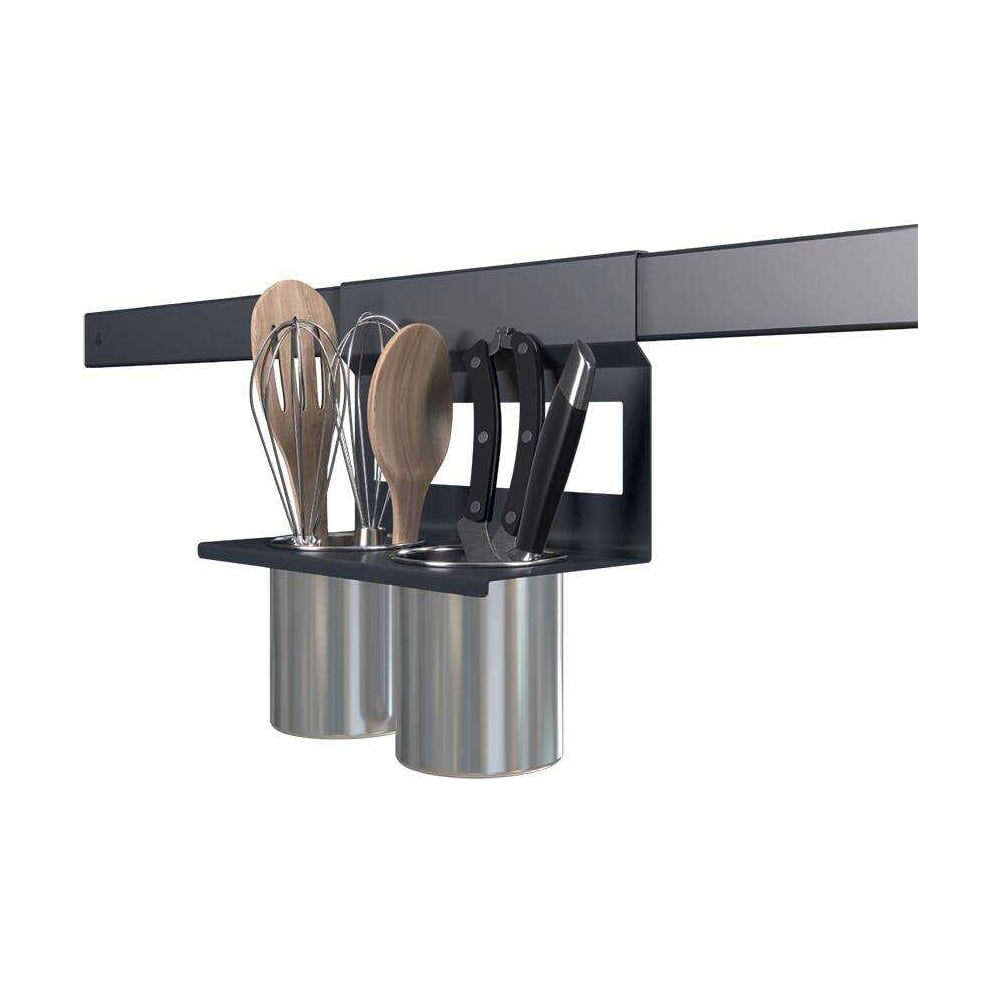 Изображение товара Держатель для 2 стаканов MAKMART черный металл с отделкой бархат